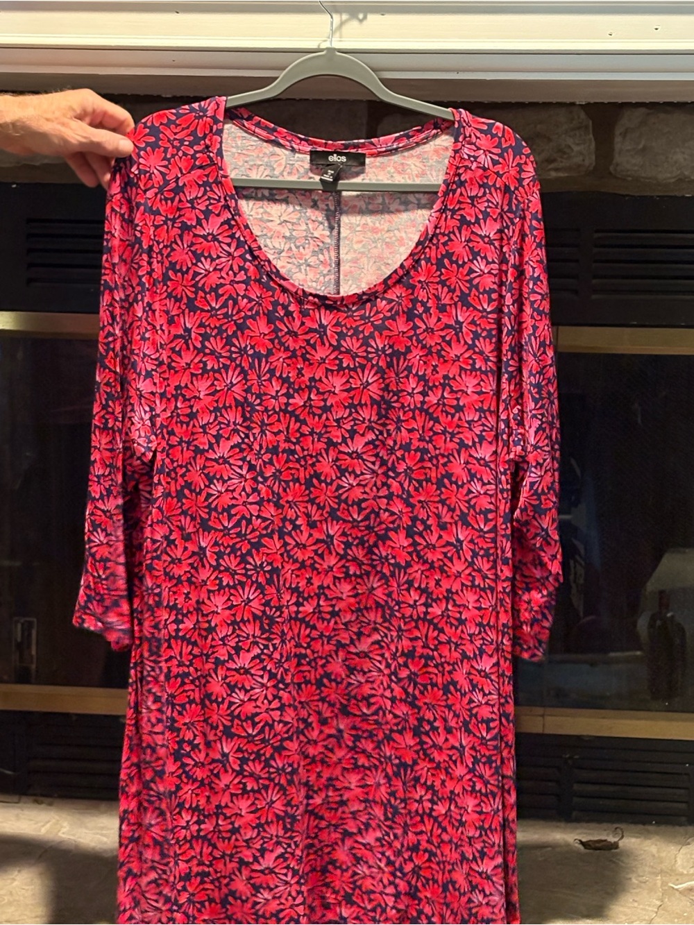 ellos Pink and Navy Floral Scoop-Neck Tunic